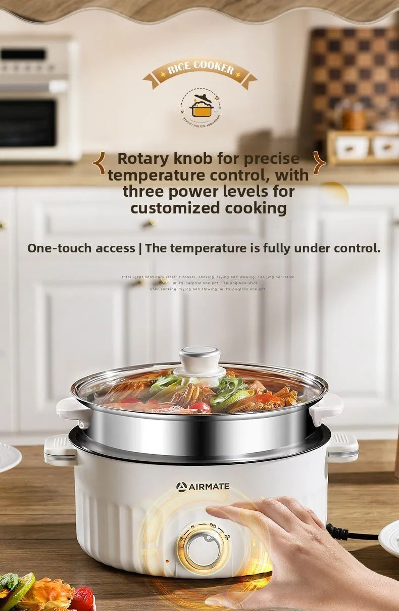 Airmate Electric Cooker Multifunctional Steaming Boiling Frying Pot for Home Dormitory Noodle Cooking Hot Pot