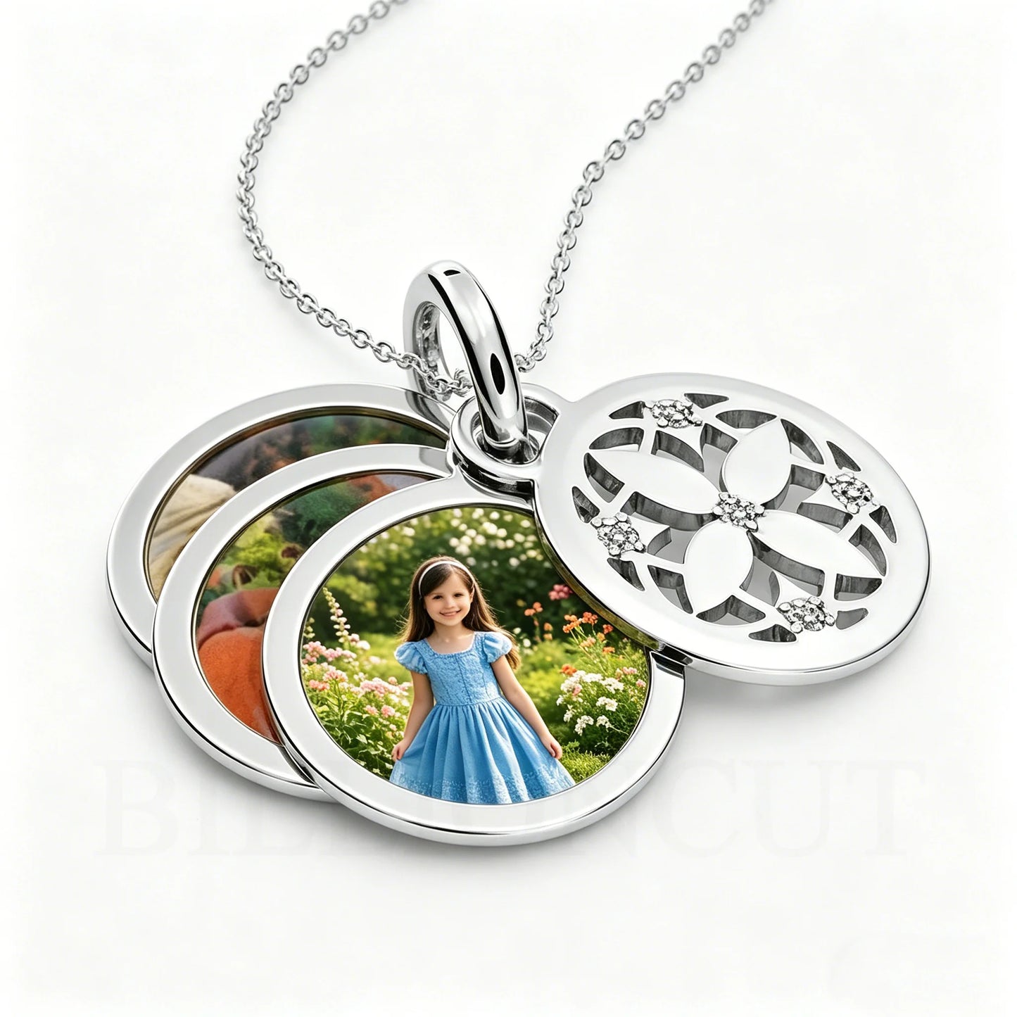 Custom Photo Necklace 316L Stainless Steel Multi-Layer Personalized Picture Pendant Memorial Jewelry Gift