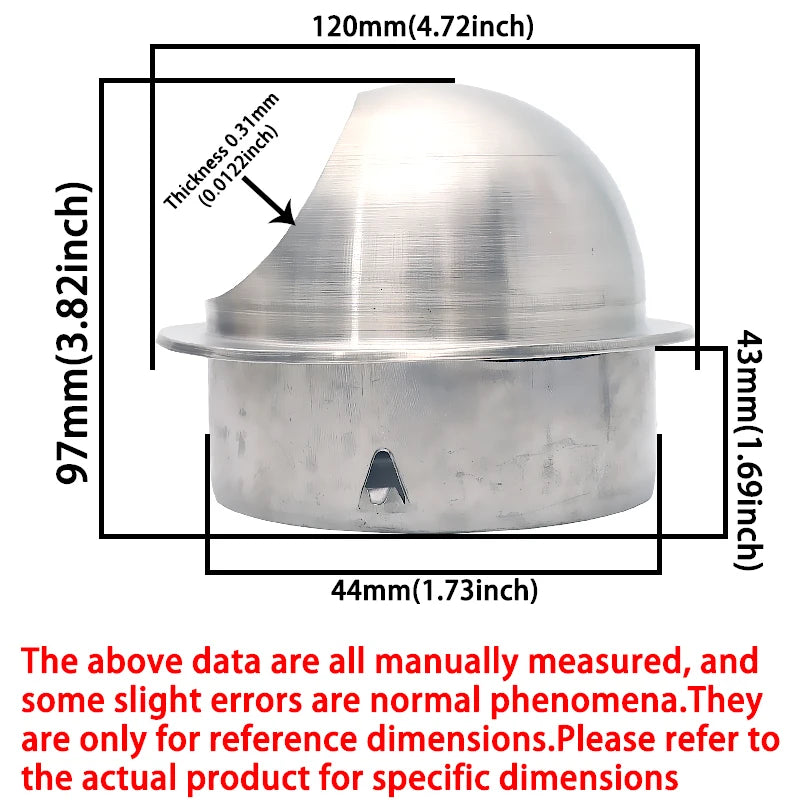 Round Wall Vent Cover, 304 Stainless Steel Vent, Hemispherical Grille Vent Cover, Wall Vent Cover, Stainless Steel Exhaust Vent, Round Vent Cover Suitable for Outdoor Ventilation Systems, Dryer Exterior Vent Cover, Stainless