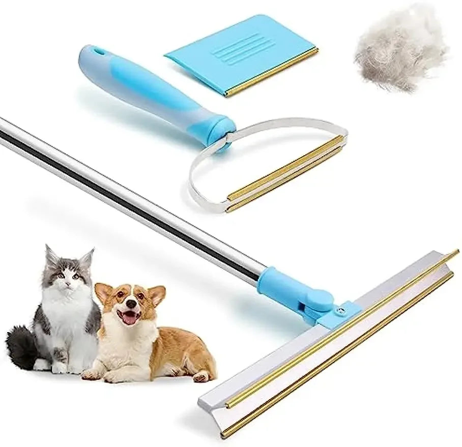 Carpet Rake Pet Dog Cat Hair Remover Set Telescopic Handle Rug Rake Super Hair Removal 180° Rotation Carpet Shave Pets Products