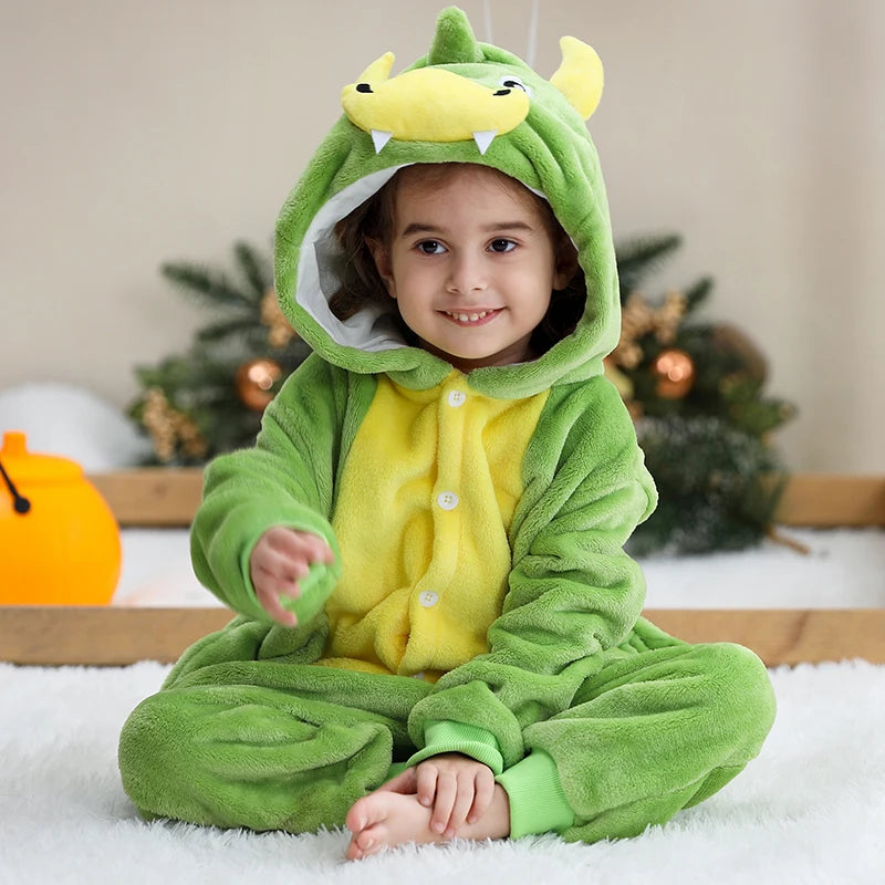 MICHLEY Christmas Capybara Flannel Blanket Sleepers Onesie Hooded Children Costume Clothes Jumpsuit Sleepwear For Boys Girls