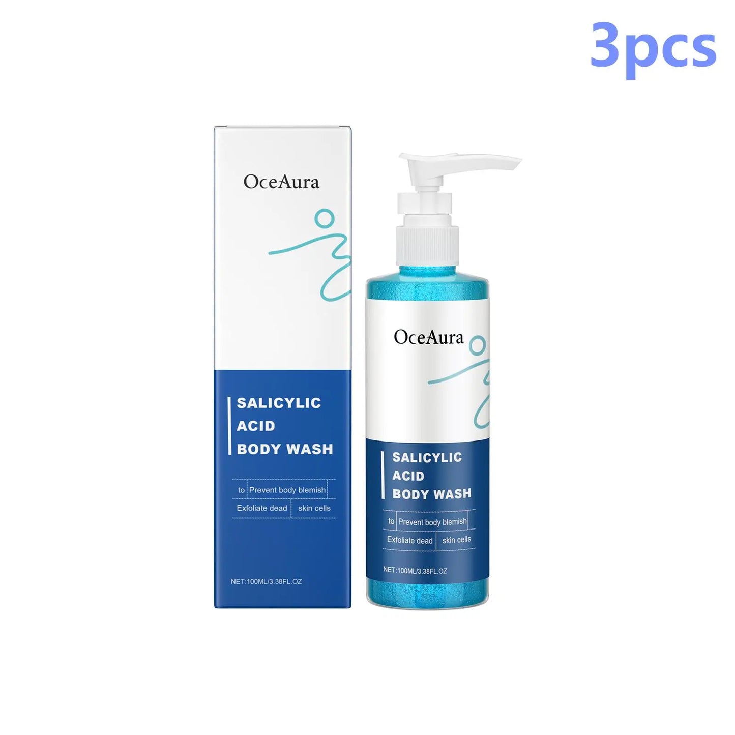 OceAura Shower Gel Deep Cleaning Back Acne Treatment Smooth Skin Elasticity Increased Salicylic Acid Exfoliating Body Wash 100ml