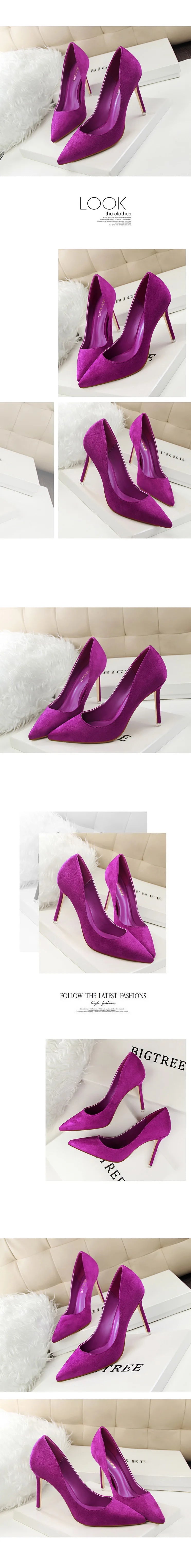 Korean Style Fashionable Minimalist High Heel Velvet Surface Sexy Slimming Professional OL Women's Single Shoes Sharp Pointed To