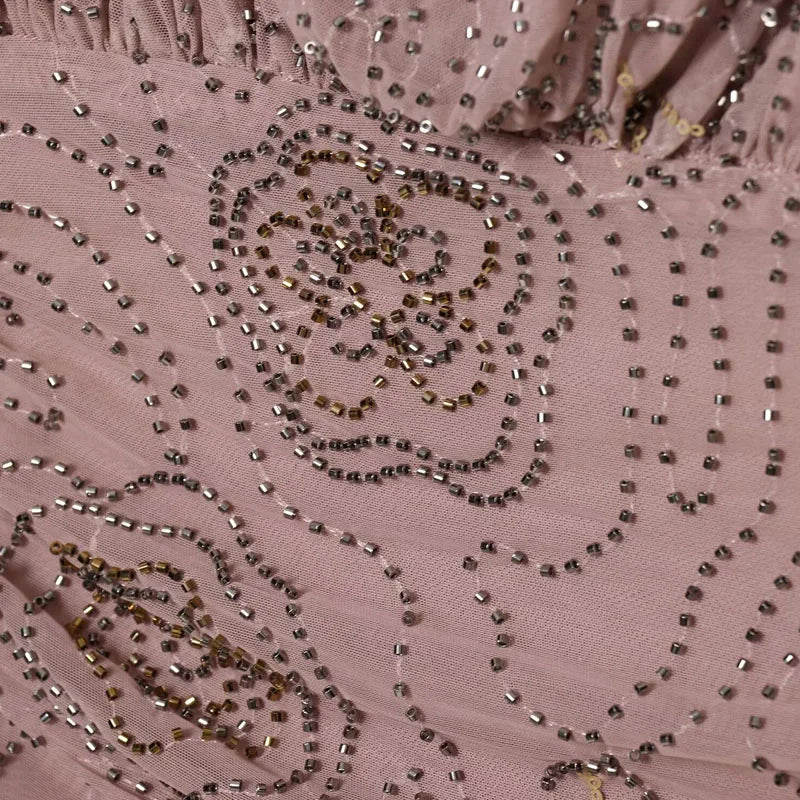 Sequin Rhinestone Woman Summer Dress Short Prom Backless Mini Dresses  V-Neck Halter Tops Mini Dress Pink Pleated Ladies Clothes