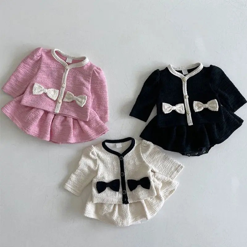 Baby's Sets Autumn Suit Fashionable Versatile Newborn Small Fragrance Style Autumn Two-piece Princess Clothes (excluding Hat)