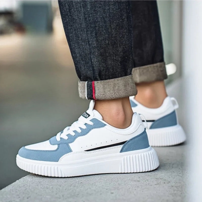 YRZL Fashion Leather Men Casual Shoes Lightweight Running Shoes Platform White Sneakers Outdoor Breathable Sport Shoes Shoes