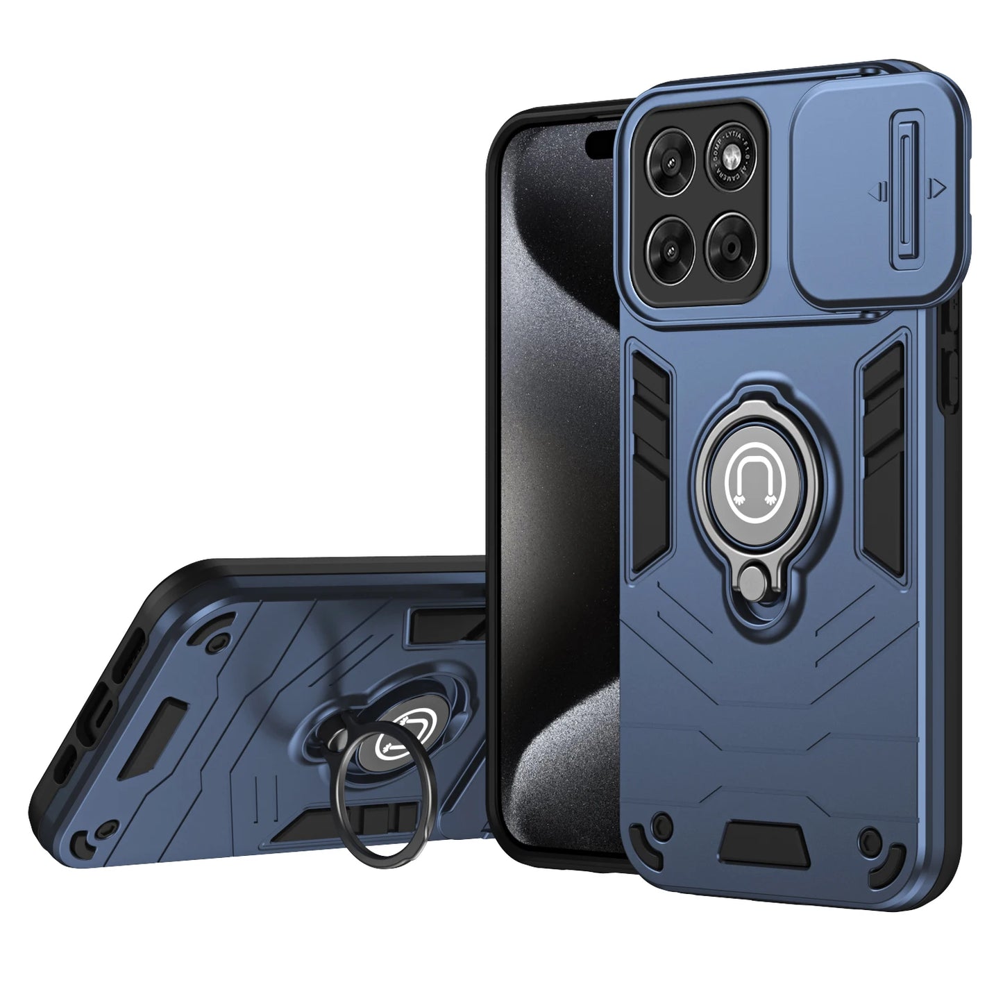 Sliding Window Metal Finger Holder Case for Motorola Moto G67 G77 G86 G56 G17 Power Shockproof Armour Camera Protection Cover