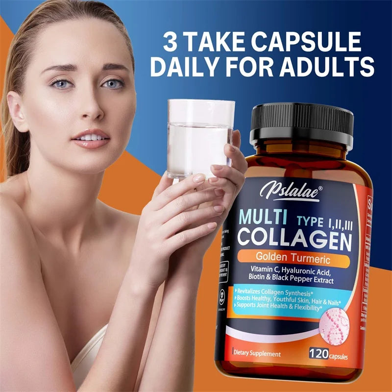 Multi Collagen Peptides Capsules - Supports Skin, Hair, Joint Health, Promote Collagen Production, Delay Aging,Enhances Immunity