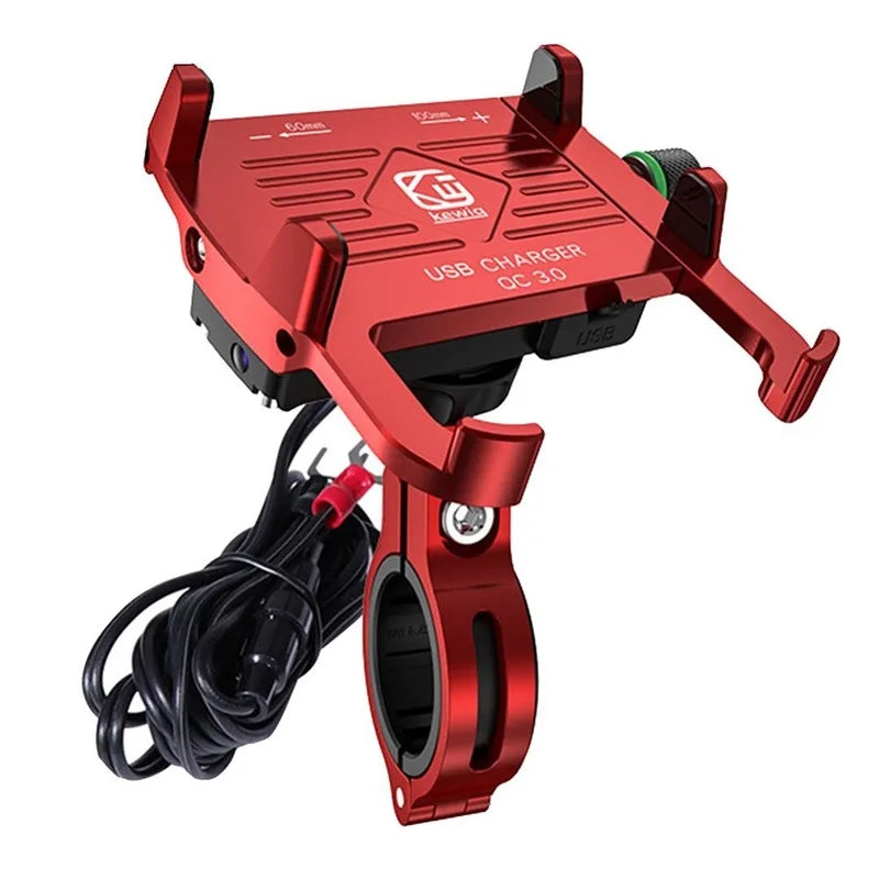 Whole Aluminium 12-24V Motorcycle Phone Holder USB Charger QC3.0 Fast Charging Mount Bicycle Handlebar Bracket for iPhone Huawei