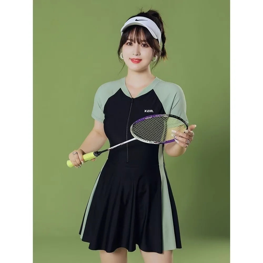 New plus-size one-piece swimsuit for women, casual swimwear, suitable for hot springs and sports.