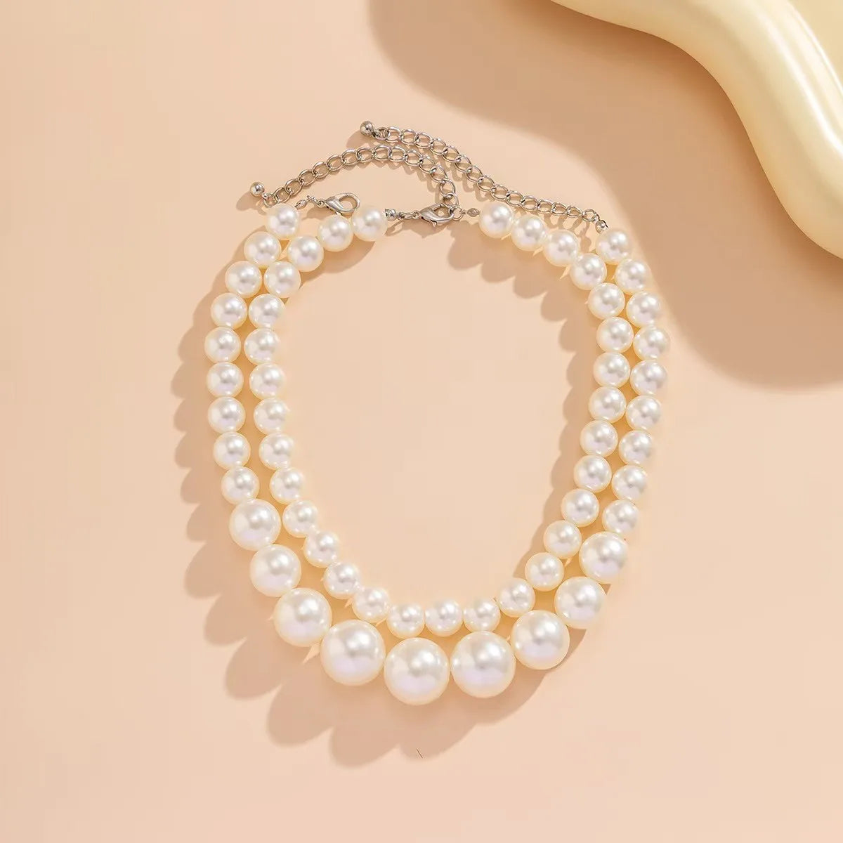 2 Pcs Set Exaggerated Big Imitation Pearl Clavicle Chain Necklace for Women Wedding Bridal Jewelry