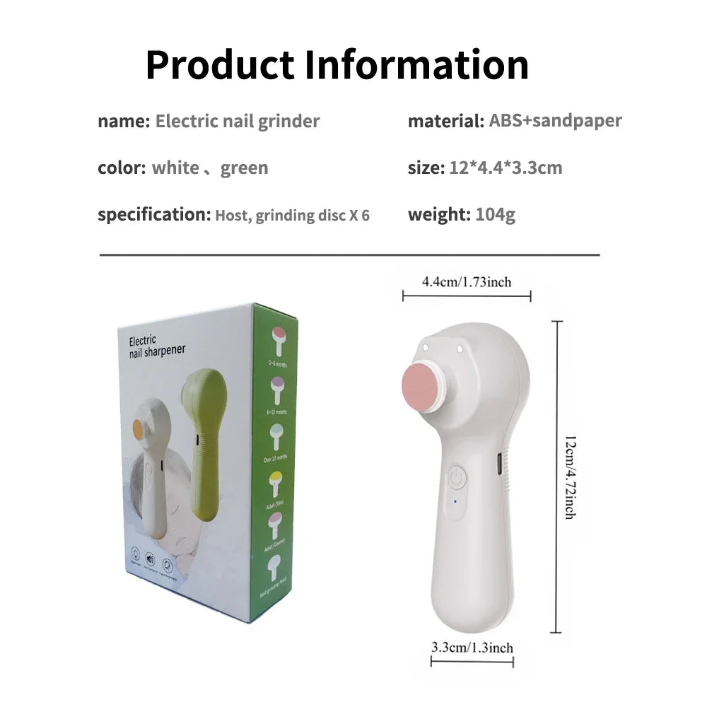 Rechargeable 6 In 1 Electric Baby Nail Trimmer, Low Noise Safe Nail Sharpener, Multifunctional Infant Kids Nail Care Cutter