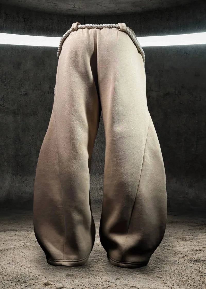Gaara Anime Embroidery Baggy Wide Leg Sweatpants Removable Thick Drawstring Streetwear Casual Relaxed Fit Trousers for Men Women