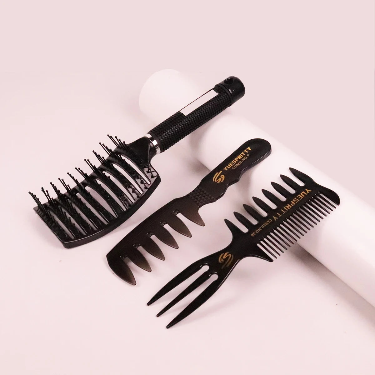 Professional hair salon styling comb set, hollow design massage comb, retro wide tooth comb Special for real hair wigs
