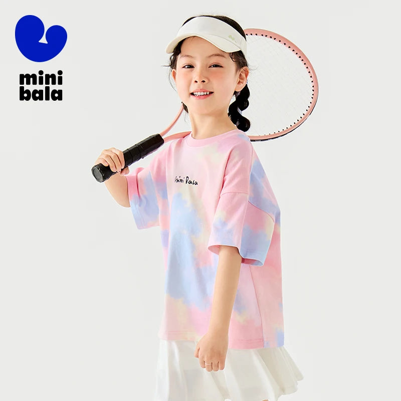 Mini Bala Short Sleeve T - Shirt Boys and Girls Baby Summer Clothes Breathable Pure Cotton Soft Cool Tie - dyed Kids Top