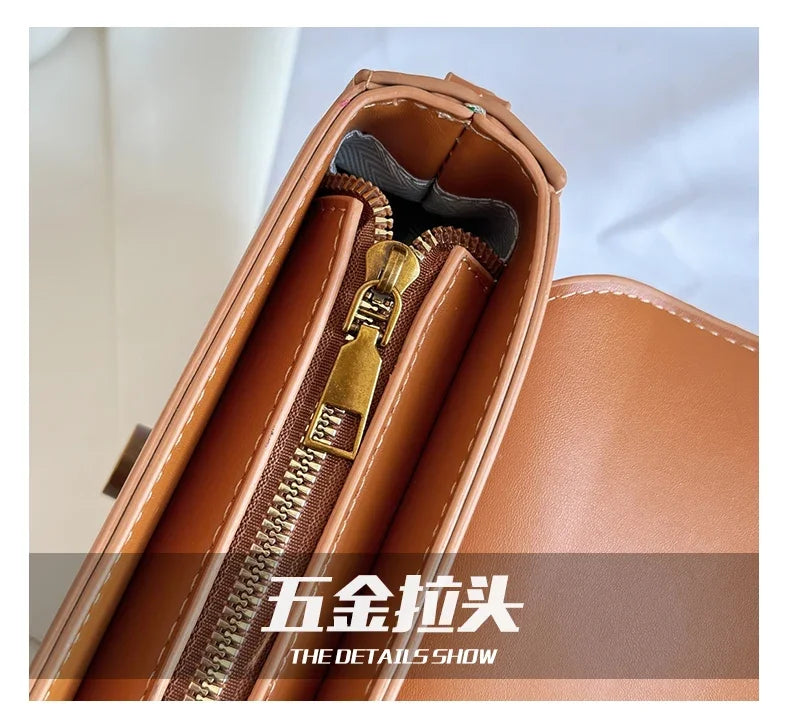 High-end Crossbody Handbag Leather Tote Bags Trendy Design Commuter Popular Classic Elegant Fashionable Bag with avian button