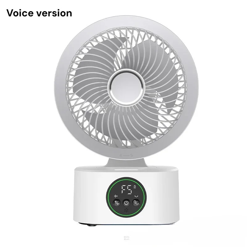 Portable Wall-Hanging Fan With Remote Control Smart Voice Rechargeable USB Household Electric Folding Fan Nightlight Air Cooler