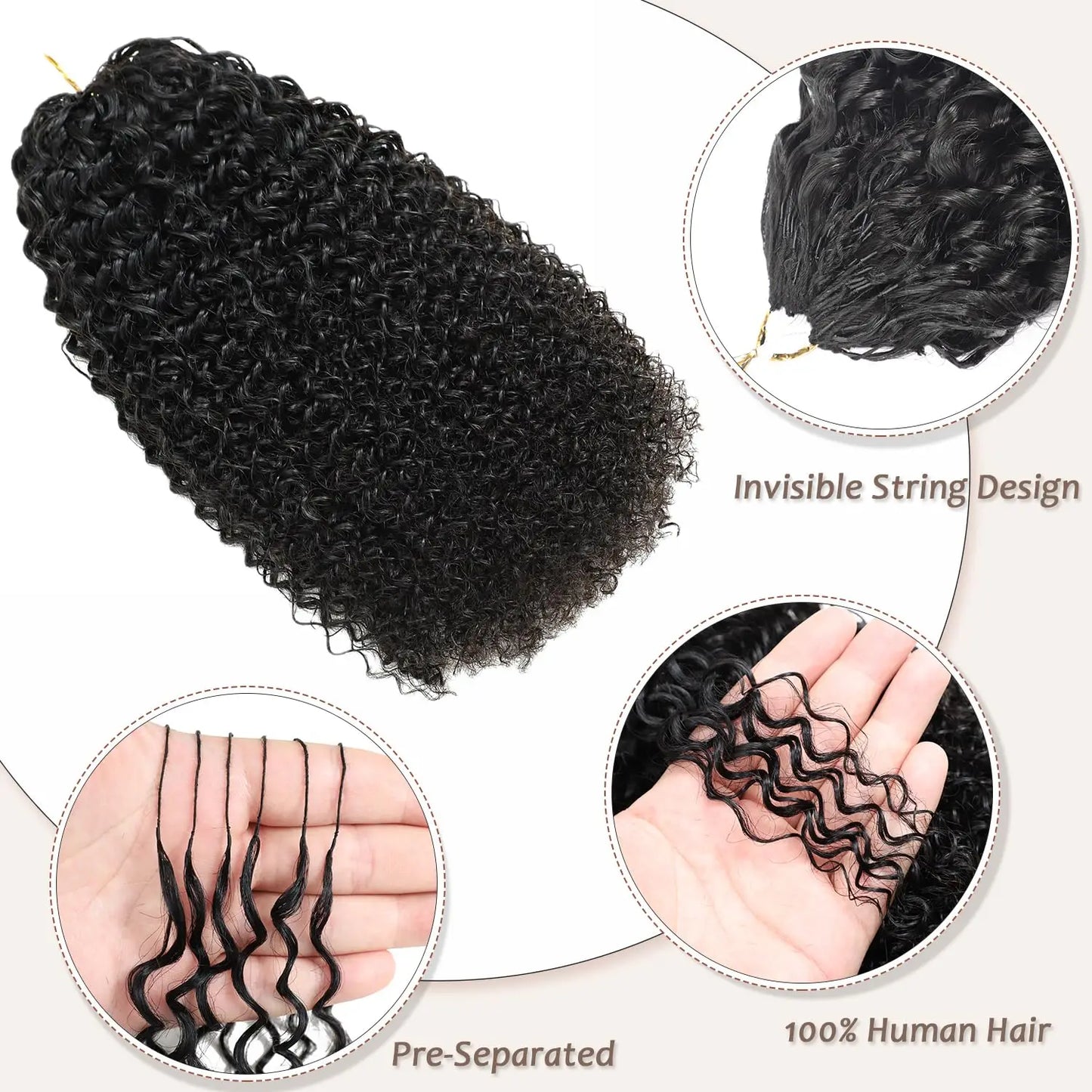 Afro Kinky Curly Crochet Hair Pre Separated Knotless Human Hair Afro Curly Bundles Crochet Human Hair Extensions For Black Women