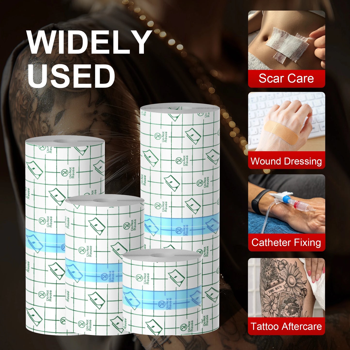 10/5/2M Waterproof Tattoo Aftercare Bandage Roll Protect Skin Healing Transparent Repair Adhesive Tape Tattoo Accessories