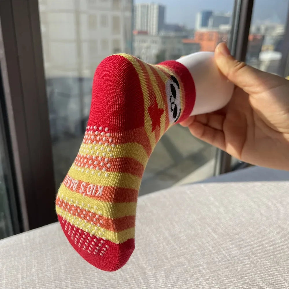 12 Pairs/Lot Cotton Baby 's Floor Socks Boys Girls Non-slip Boat Low Cut Sock with Rubber Grips 1-5Years