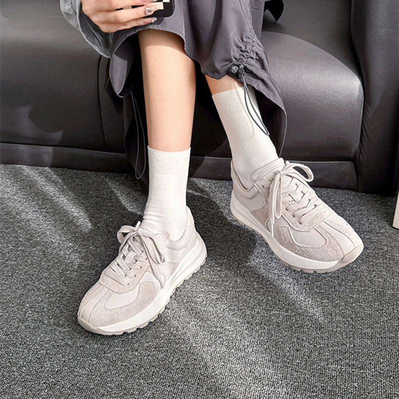 Women's Sneakers Shoes 2026 New Woven Non-slip Genuine Leather Sneakers For Women Large Size Breathable Casual Shoes Female