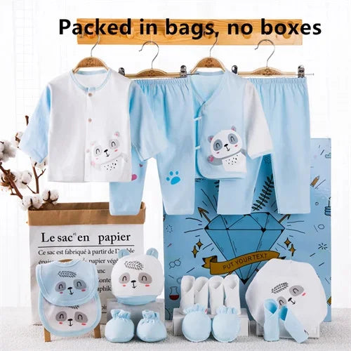 18piece/lot Newborn Baby Clothes For Girls Boys Sets New born Hat Bib 100% Cotton Infant Spring Autumn Soft Boy Clothing