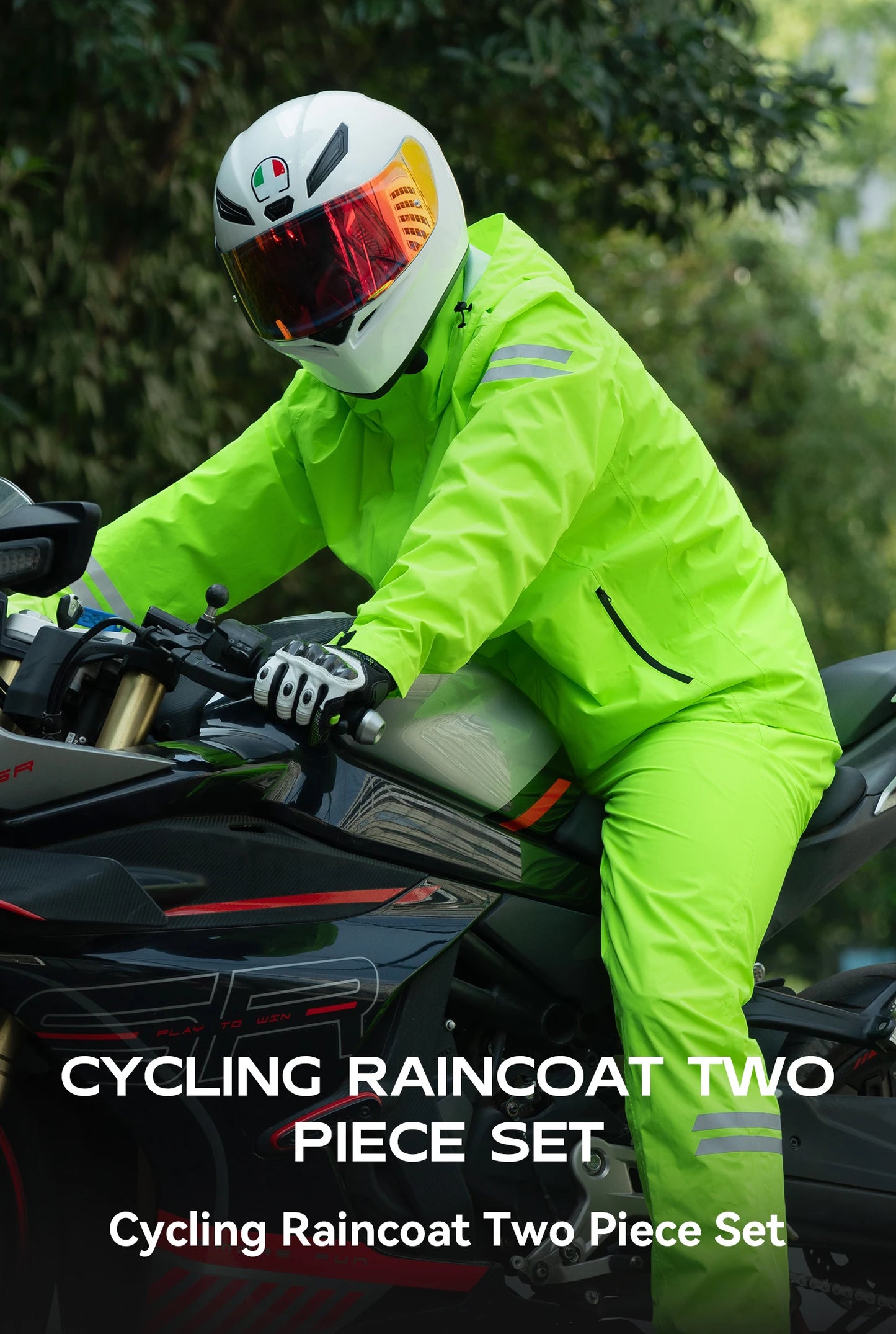 ROCKBROS Rainproof Cycling Suit Breathable Raincoat Hoodie Jacket Waterproof Pants Trousers Men Outdoor Sports Cycling Clothing