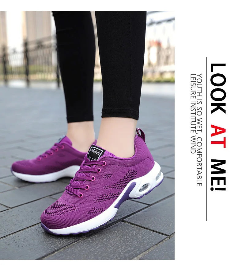 Women Mesh Breathable Casual Sneakers Lace-up Vulcanized Shoes Ladies Platform Sneakers Female Shoes Plus Size Zapatos De Mujer