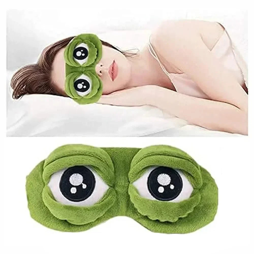 3D Sad Frog Sleep Eye Mask Travel Sleeping Eyeshade Cover Shade Eye Patch For Women Men Soft Portable Blindfold Naptime Eyepatch
