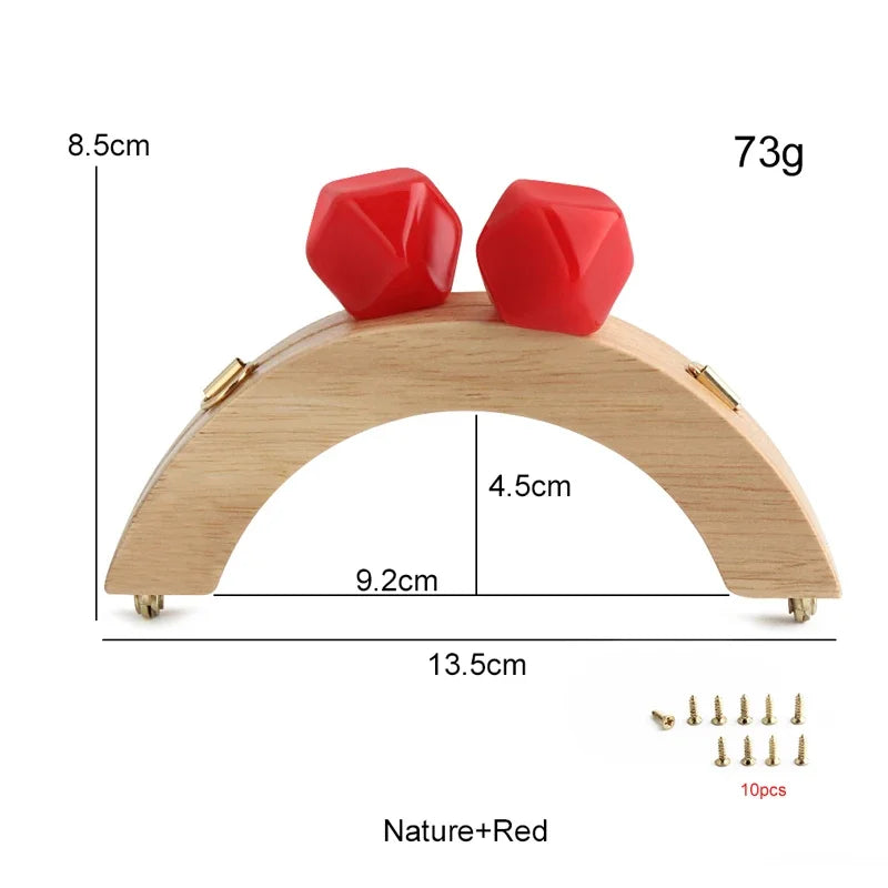 1PC Mini Handbag Bag Frame Matching Lock Wooden Bag Arched Bridge Handle with Colorful Resin Beads DIY Handicraft Accessories