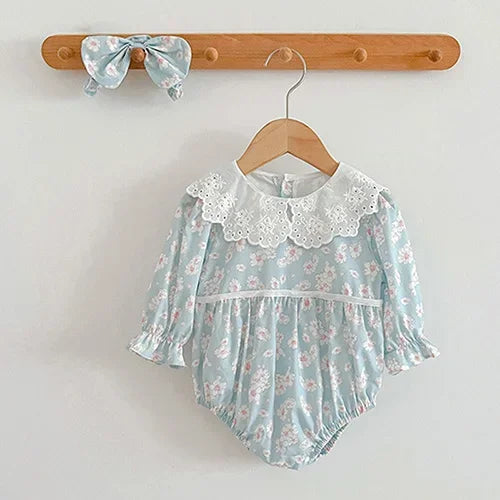 2025 New Spring Baby Sisters Dress 1-5Yrs Girl Party Dress Long Sleeved Cotton Rose Print Romper Sisters Kids Princess Dresses