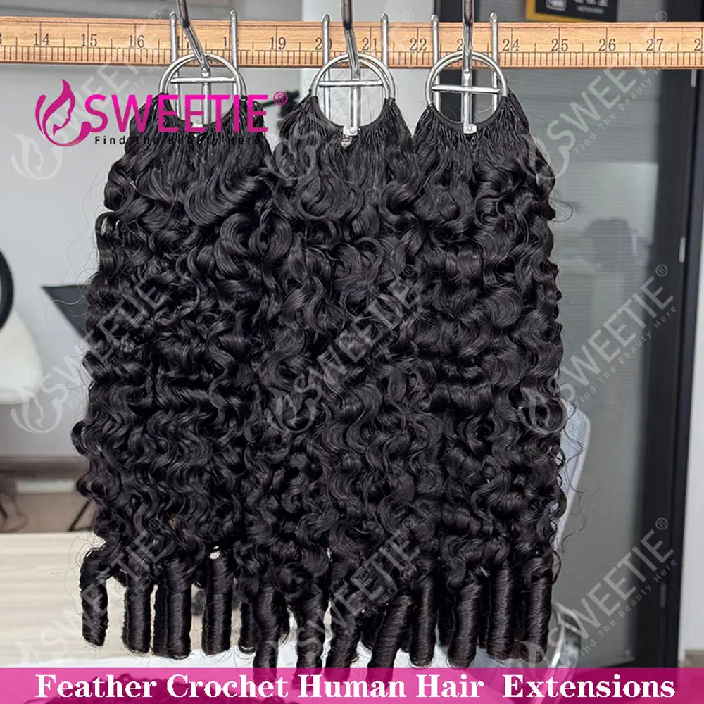Crochet Human Hair Spanish Spiral Curly 12A Pixie Curly Virgin Human Hair Feather Crochet Hair Extensions For Braiding Invisible