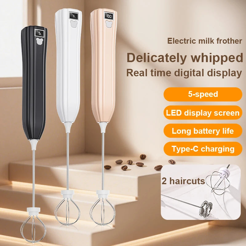 Electric Wireless Egg Beater Mini Coffee Mixer Handheld USB Charging Automatic Whipping Of Egg Whites Cream Home Baking
