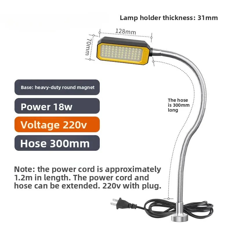 18W/25W LED Machine Tool Work Light With Strong Magnetic Extended 50-80cm flexiable Hose 24V/220V Lathe Punch MachineTable Lamp