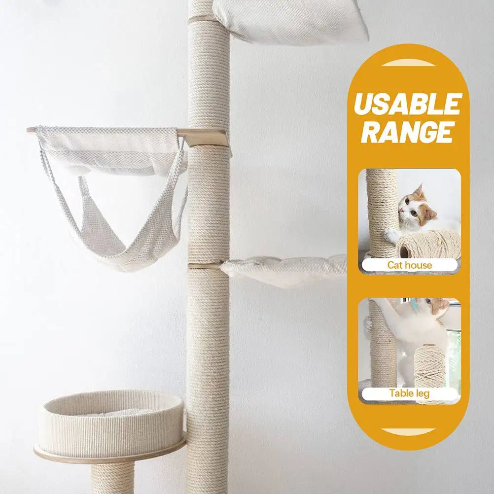 50m White Sisal Rope for Cat Scratching Post DIY Multi function Hemp Twine Sturdy Cuttable Wear resistant 5mm Cat Tree Accessory