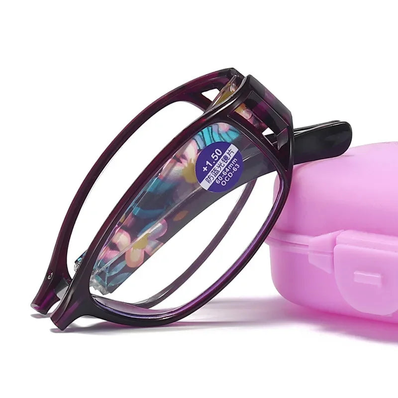 New Folding Reading Glasses Women Men Anti-Blue Light Portable Magnifying Presbyopia Eyewear +100+400 Eyeglasses