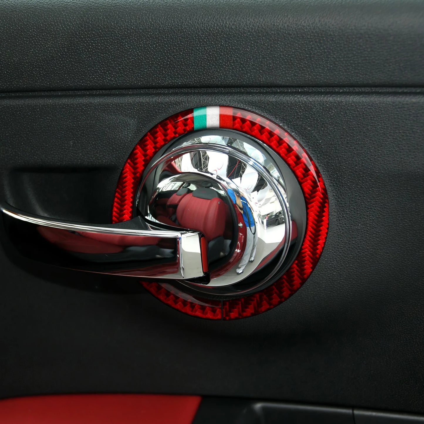 Car Inner Door Bowl Decorative Strip For Fiat Abarth 500 500C 500e 595 595C 695C Carbon Fiber Interior Sticker Car Accessories