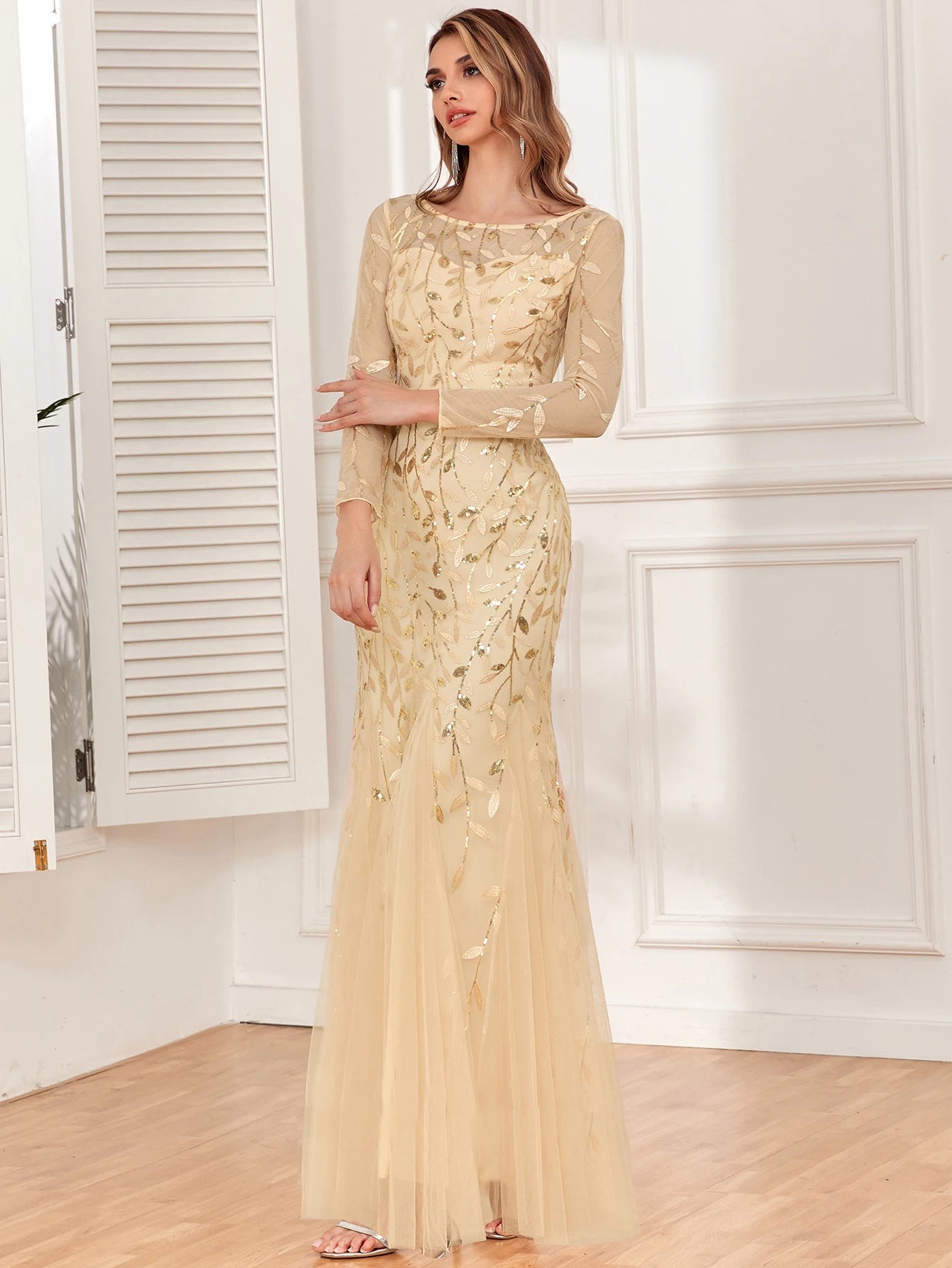 Sexy vintage Maxi Sequin cocktail Dress bridesmaid Prom Dresses for Women Casual Party Long sleeve club Bodycon Dress vestidos