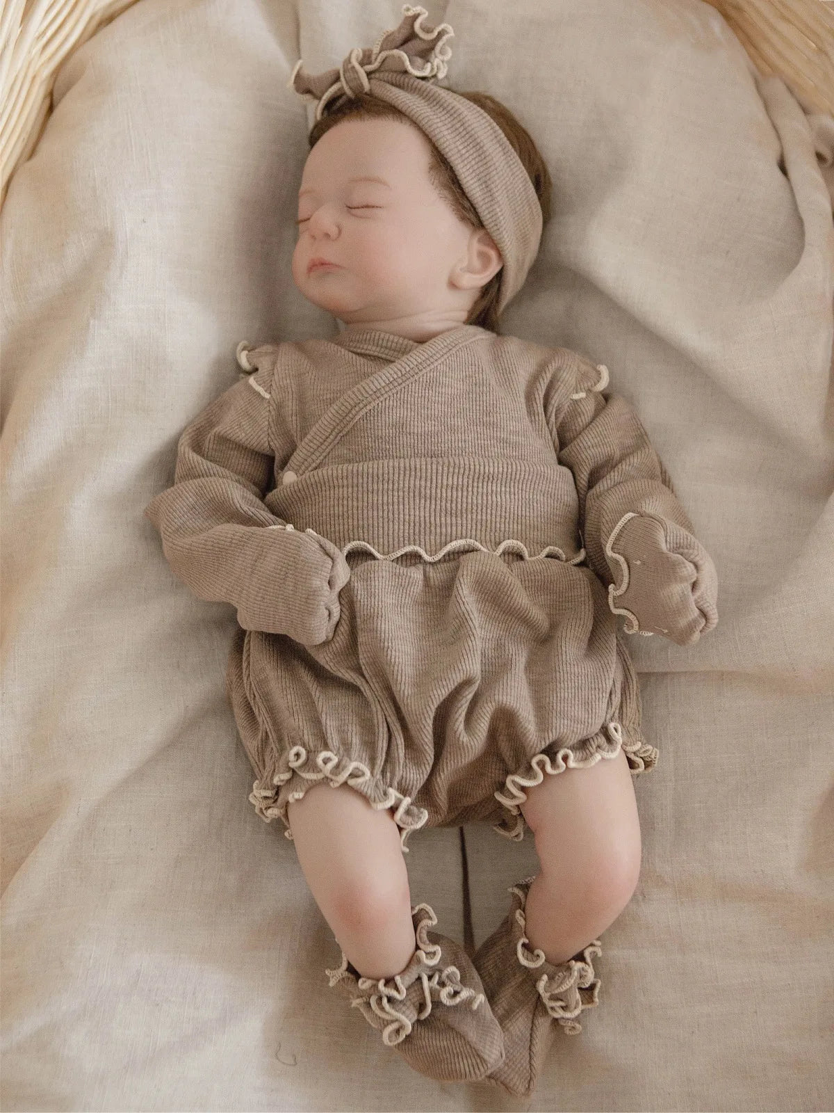 6738 Baby Clothing Set 2025 Autumn New Baby Girl's Home Suit Flying Sleeve Top+High Waist Belly Shorts Pajamas Set