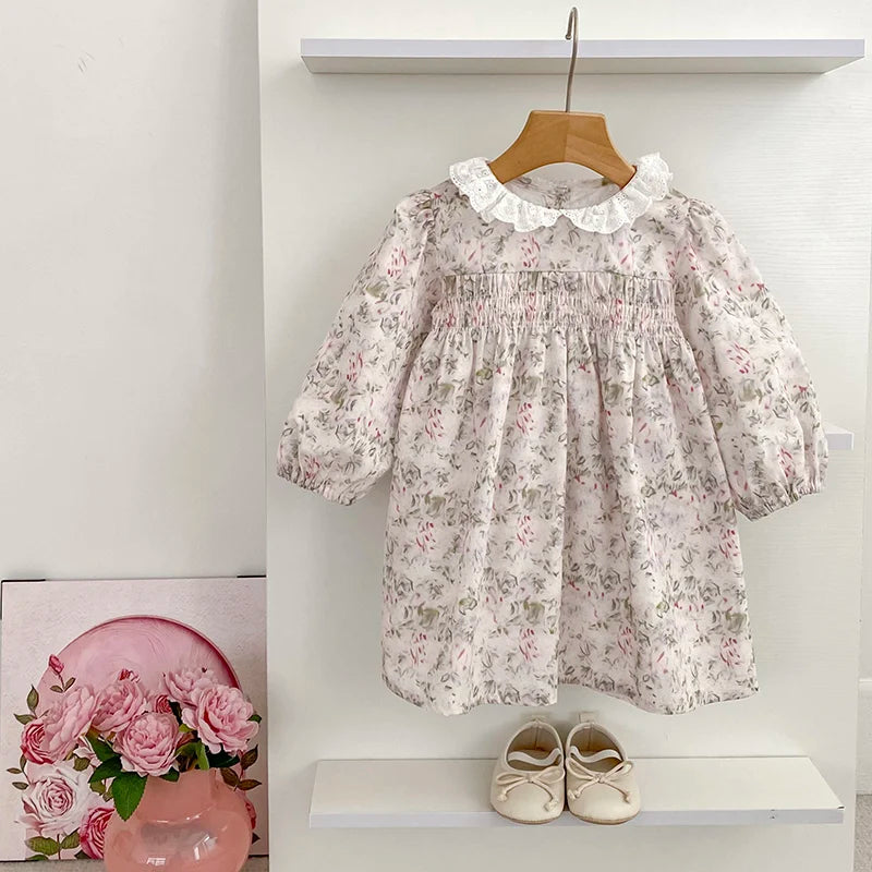 0-6Y Family Sister Matching Flower Dress Newborn Baby Girl Jumpsuit Sisters Clothes Princes Cotton Baby Dress Autumn Baby Dress
