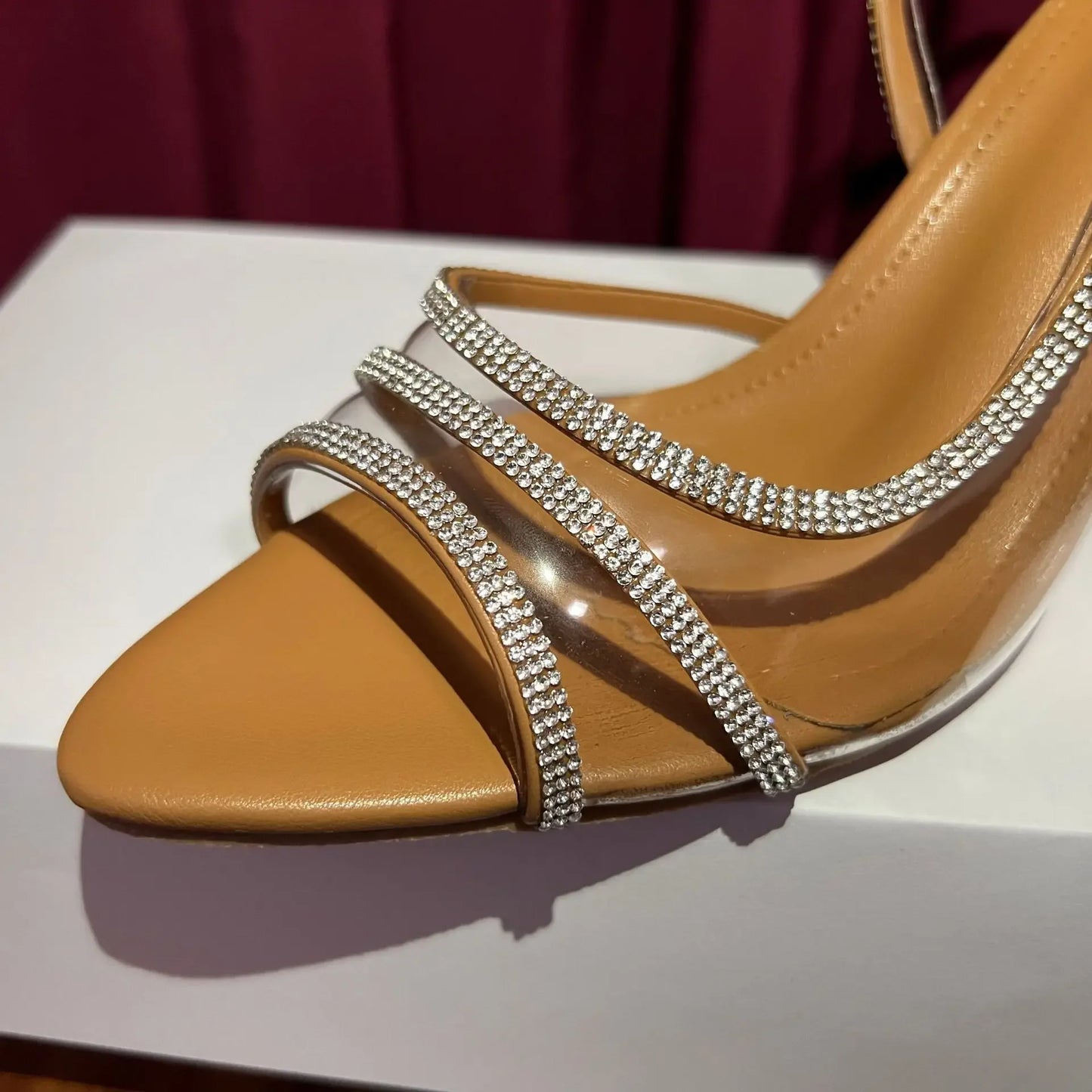 Transparent Water Diamond Women's Sandals Summer 2025 New Style Versatile Fish Mouth Pointed Toe Elegantly Exposed Toe Stiletto