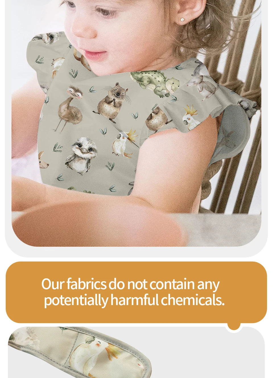2Pcs/Set 100%Polyester Waterproof Baby Bibs,Lively and Adorable Shoulder Design Sleeveless Smock Feeding Bib Apron