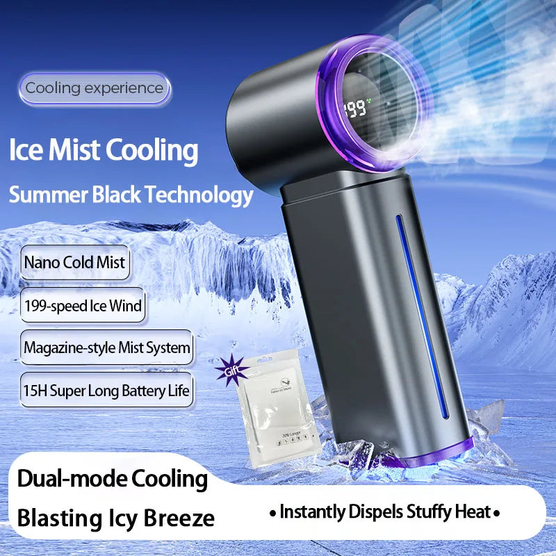 Portable Misting Fan Handheld Fan Electric Hand Fans Ice Wind At 199 Gear Nano Cold Mist Cooling Fan USB Rechargeable