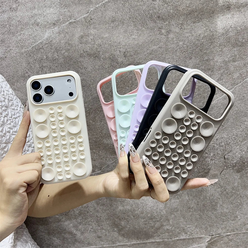 Circular Suction Cup Silicone Phone Case for iPhone 17 16 Pro 15 14 13 Max Adsorption Strong Multi Function Shockproof Cover