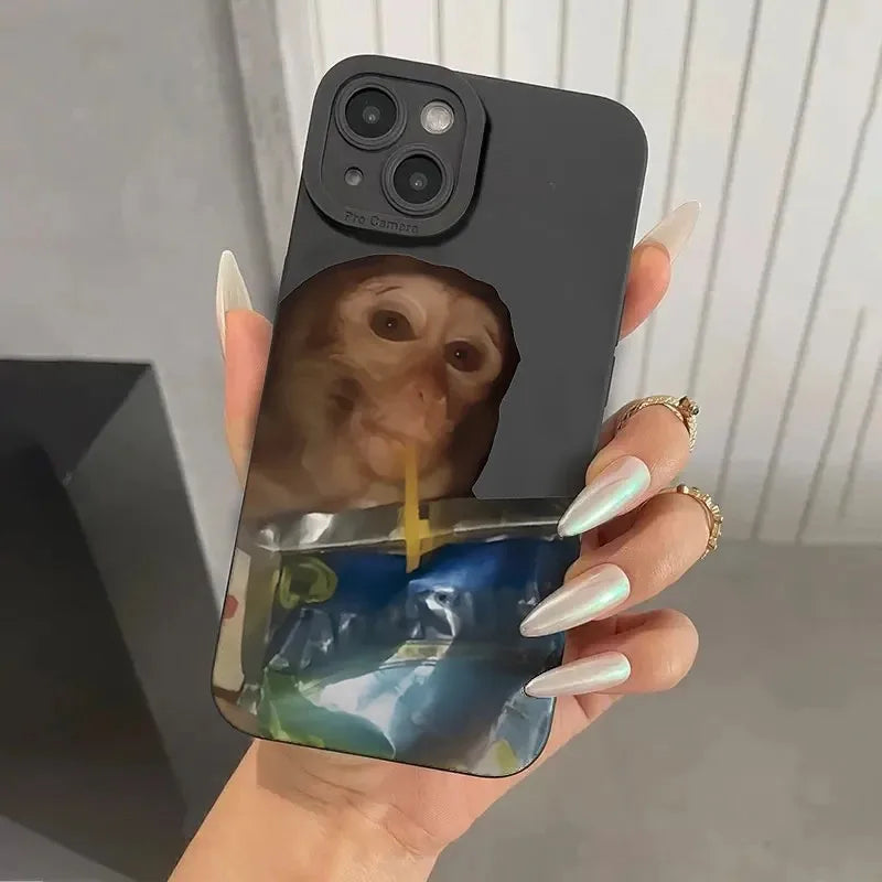 New Creative Monkey Pattern Phone Case For iPhone 16 15 14 13 12 11 Mini Pro Max X XR XSMax 8 6 6S Plus Soft Silicone Back Cover