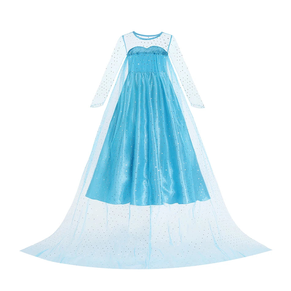 Halloween Birthday Carnival Princess Costume Dress Elsa Anna Snow White Aurora Moana Rapunzel Mermaid Belle for Girls 2-8Y