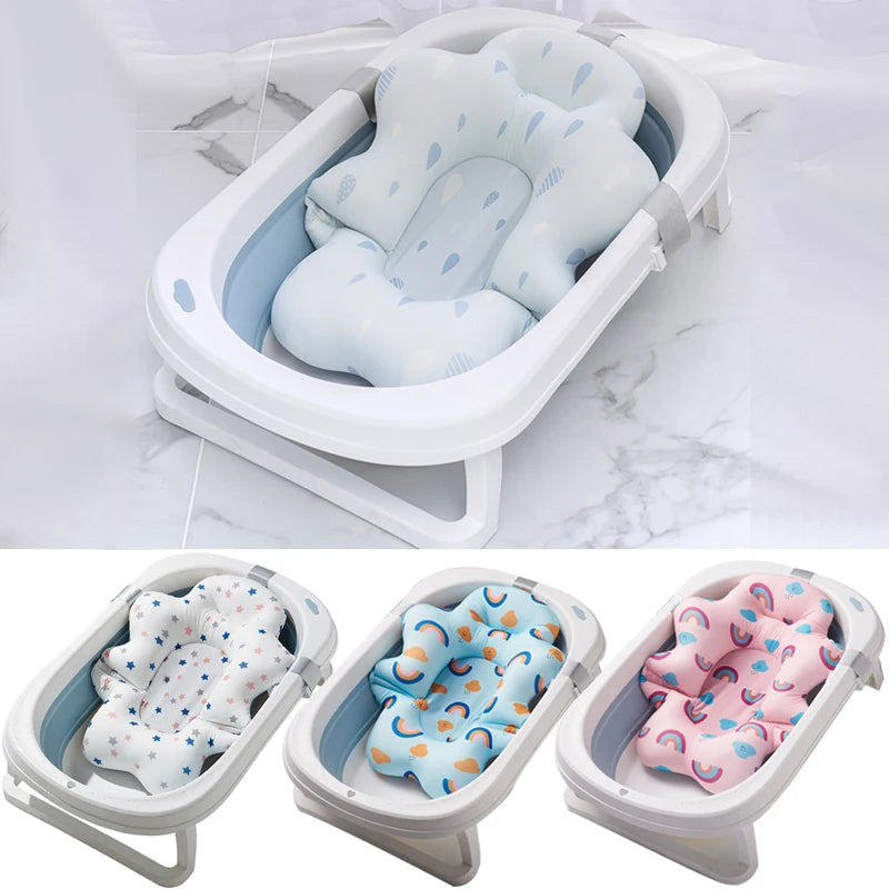 Baby Shower Bath Tub Pad Non-Slip Bathtub Mat Newborn Safe Security Bath Support Cushion Suspension Soft Pillow Care Accessories