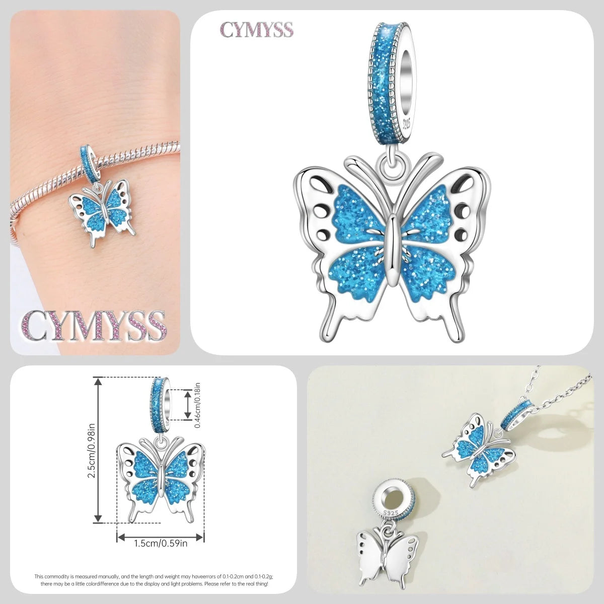 925 Sterling Silver Plated Bee Sunflower Butterfly Charm Pendant Fine Jewelry Women DIY Bracelet Necklace Birthday Party Gift