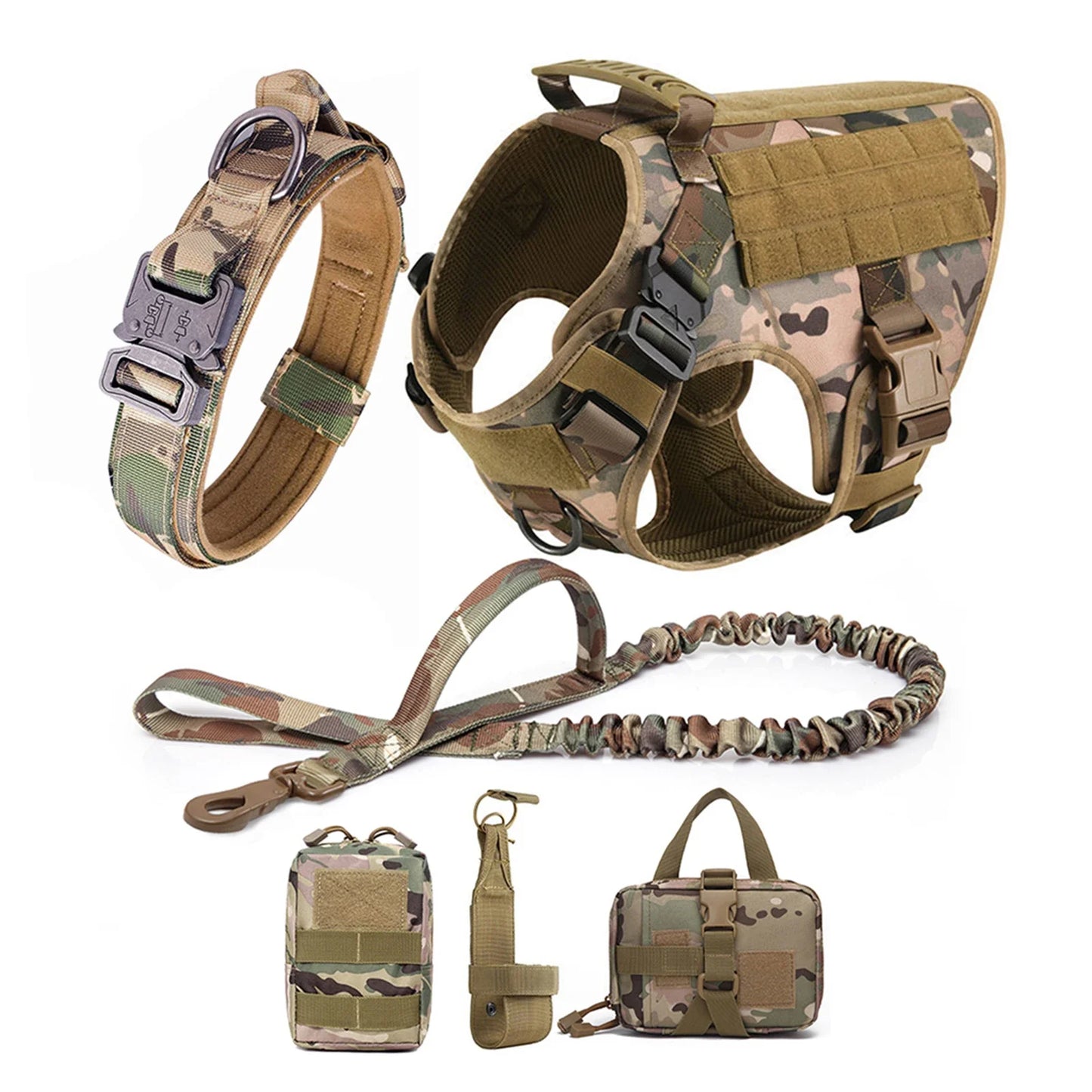 Military Dog Harness Collar Leash Molle Pouches For Medium Large Dogs Pet German Shepherd Training Walking Vest Dog Harnesses
