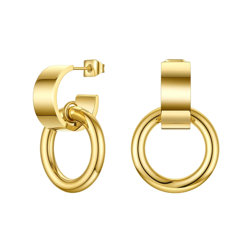 ENFASHION Curved C Circle Drop Earrings For Women Gold Color Stainless Steel Geometric Earings Fashion Jewelry 2020 Gifts E1183
